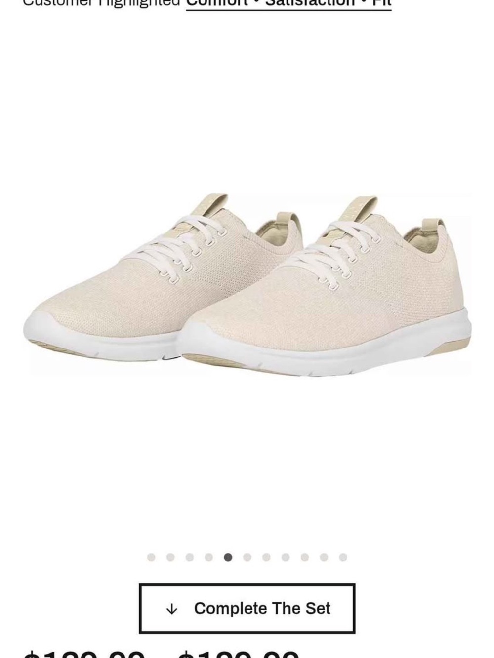Travis Mathew’s Light Beige men’s Knit Sneakers - note defect